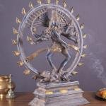 Vintage Brass Nataraja Sculpture | 20" x 17" x 6" | 12 kg | Blue Patina Finish | Dancing Shiva Cosmic Dance | Sacred Hindu Art | Jaipurio